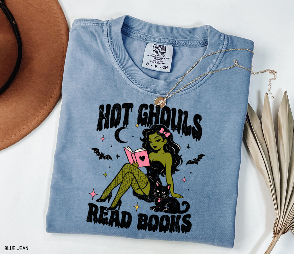 Hot Ghouls Read Books Adult Comfort Colors T-Shirt