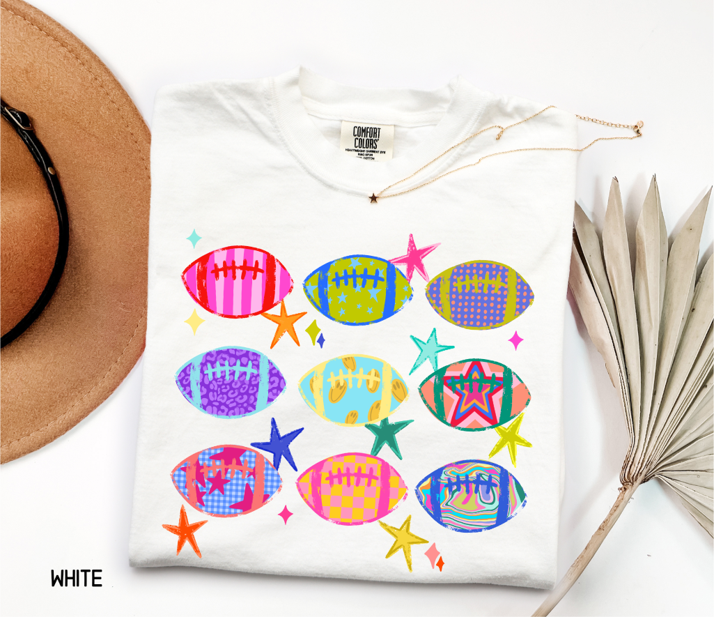 Colorful Football Adult Comfort Colors T-Shirt