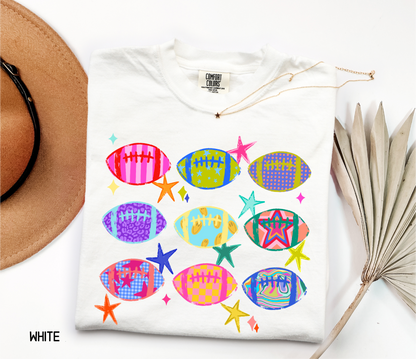 Colorful Football Adult Comfort Colors T-Shirt