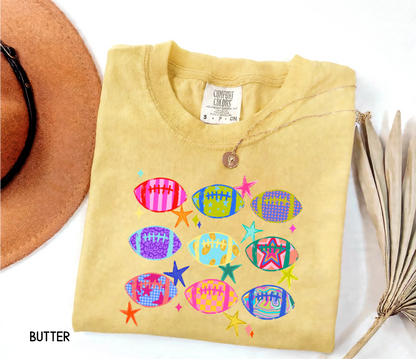 Colorful Football Adult Comfort Colors T-Shirt