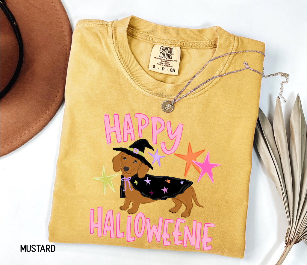 Happy Halloweenie Dachshund Adult Comfort Colors T-Shirt