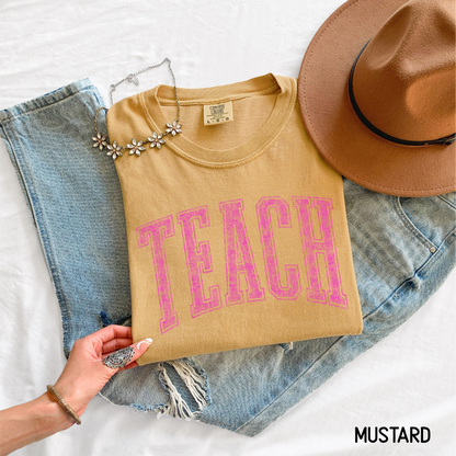 Pink Teach Adult Comfort Colors T-Shirt