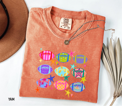Colorful Football Adult Comfort Colors T-Shirt