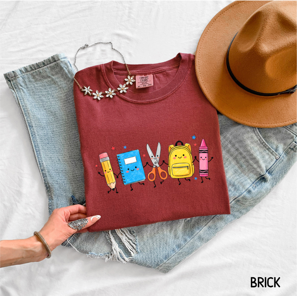 Cute Teacher Supplies Adult Comfort Colors T-Shirt