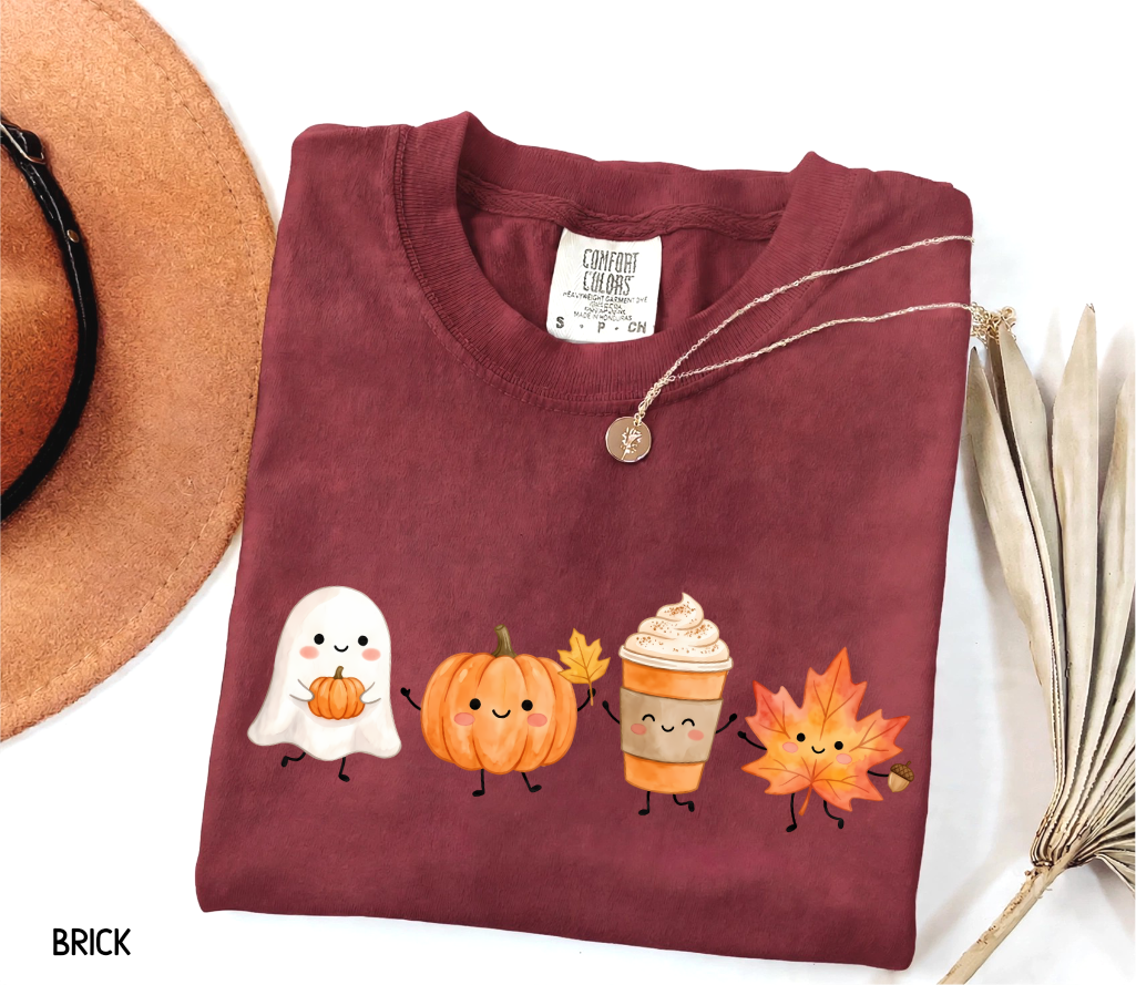 Cute Fall Ghost Adult Comfort Colors T-Shirt