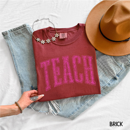 Pink Teach Adult Comfort Colors T-Shirt