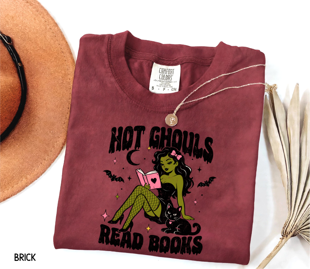 Hot Ghouls Read Books Adult Comfort Colors T-Shirt