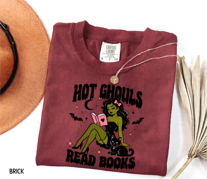Hot Ghouls Read Books Adult Comfort Colors T-Shirt