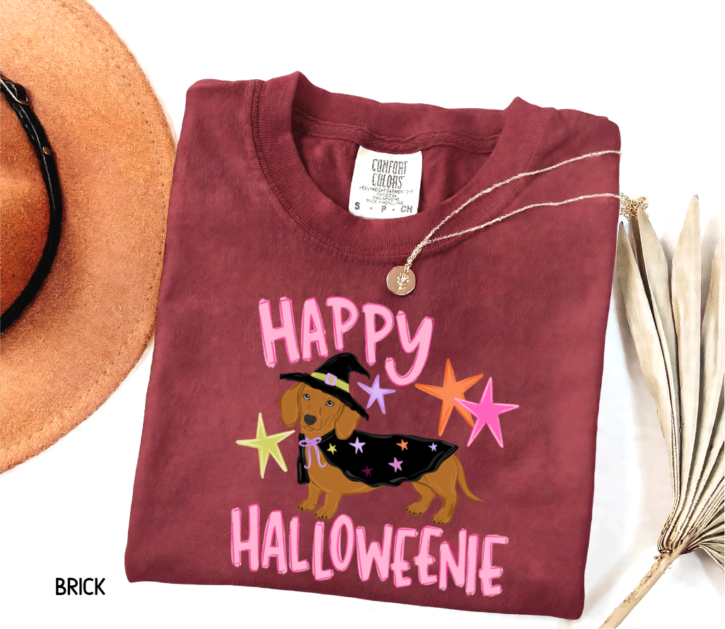 Happy Halloweenie Dachshund Adult Comfort Colors T-Shirt