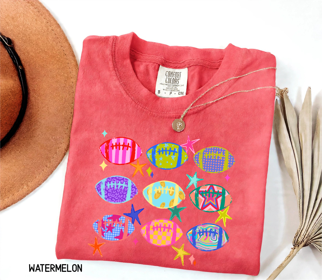 Colorful Football Adult Comfort Colors T-Shirt