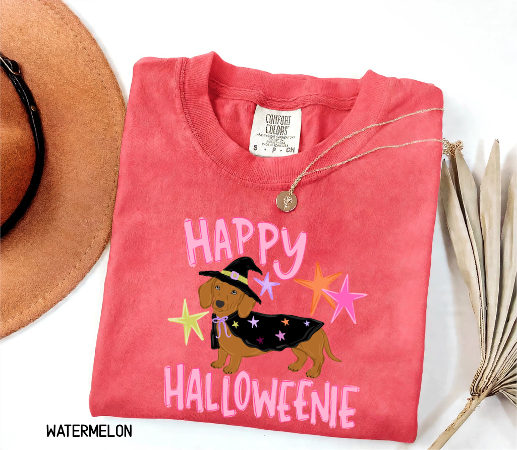 Happy Halloweenie Dachshund Adult Comfort Colors T-Shirt