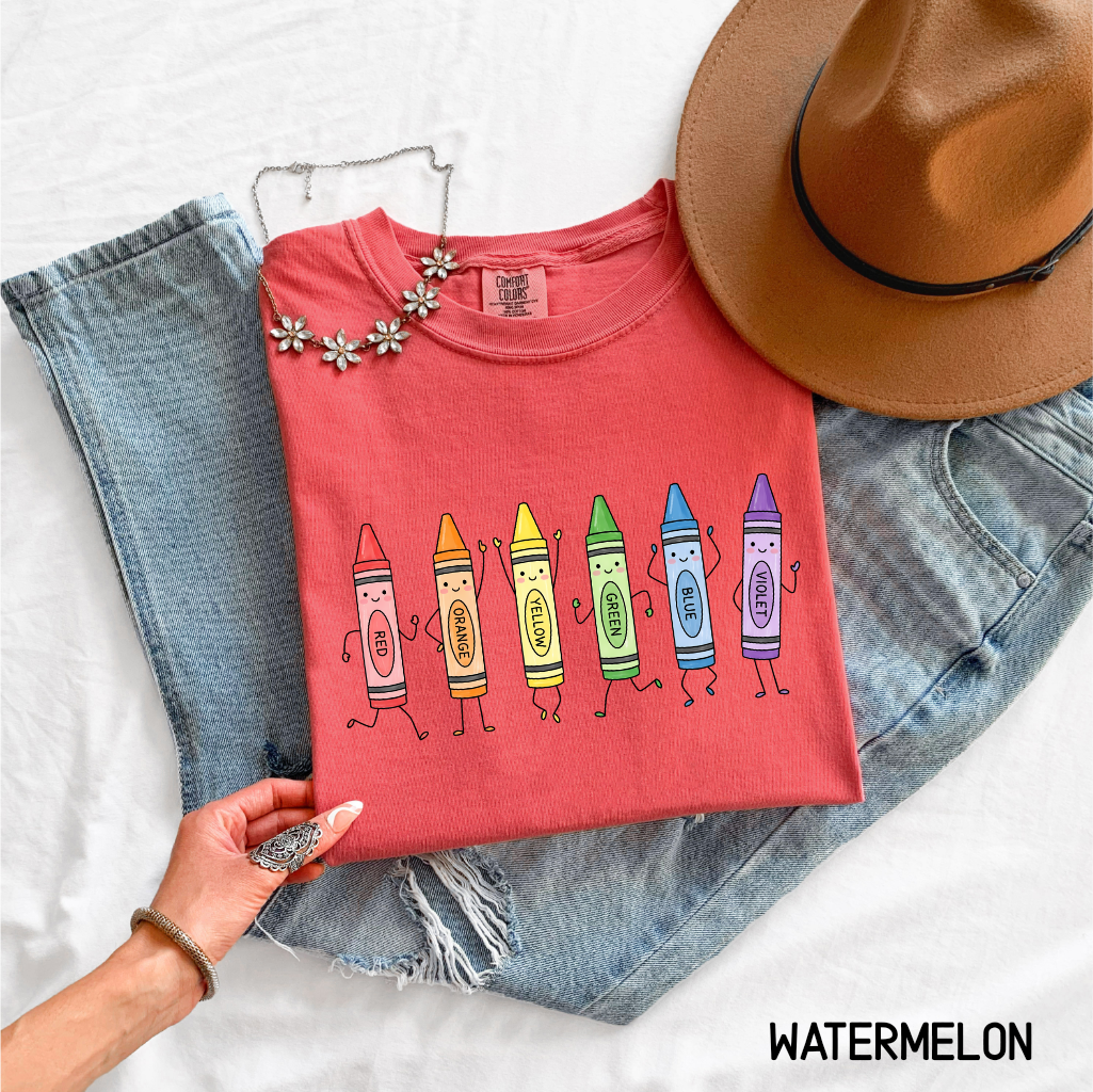 Crayon Teacher Adult Comfort Colors T-Shirt
