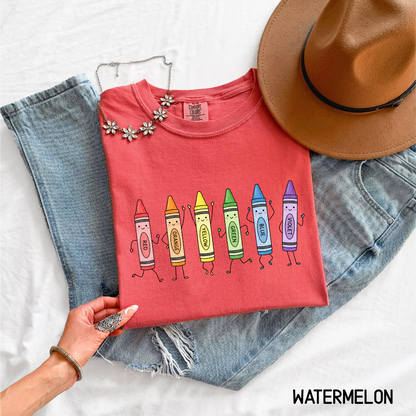 Crayon Teacher Adult Comfort Colors T-Shirt