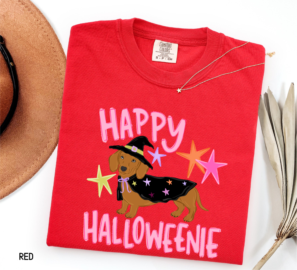 Happy Halloweenie Dachshund Adult Comfort Colors T-Shirt