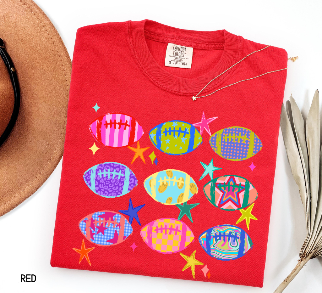 Colorful Football Adult Comfort Colors T-Shirt