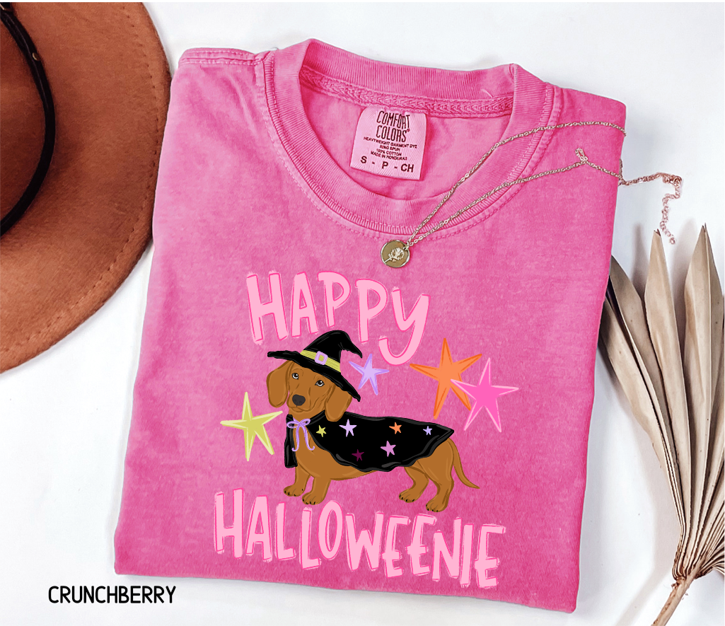 Happy Halloweenie Dachshund Adult Comfort Colors T-Shirt