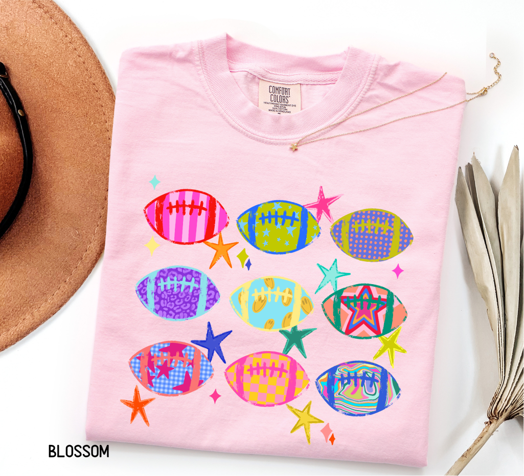 Colorful Football Adult Comfort Colors T-Shirt