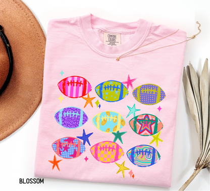 Colorful Football Adult Comfort Colors T-Shirt