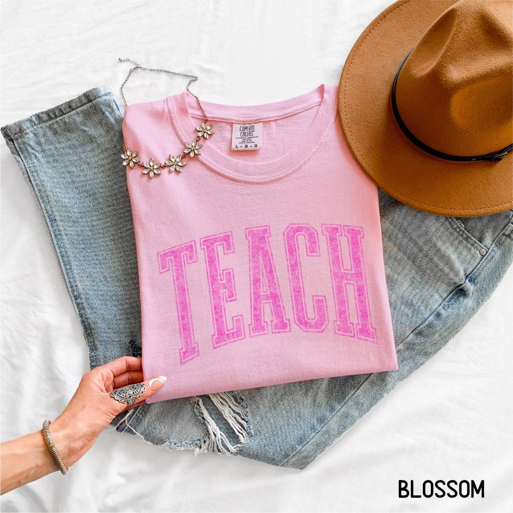 Pink Teach Adult Comfort Colors T-Shirt