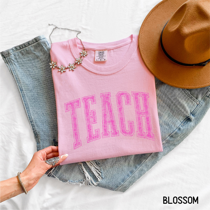 Pink Teach Adult Comfort Colors T-Shirt