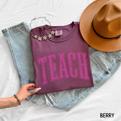 Pink Teach Adult Comfort Colors T-Shirt