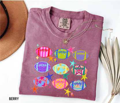 Colorful Football Adult Comfort Colors T-Shirt