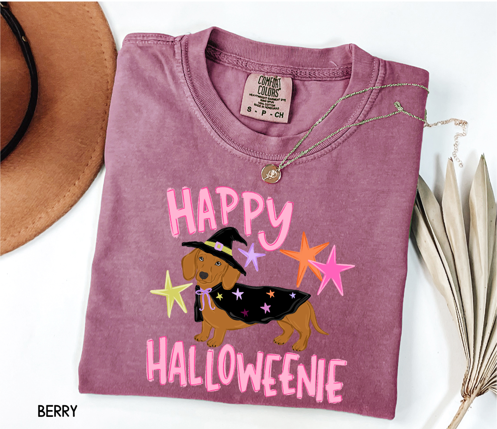 Happy Halloweenie Dachshund Adult Comfort Colors T-Shirt