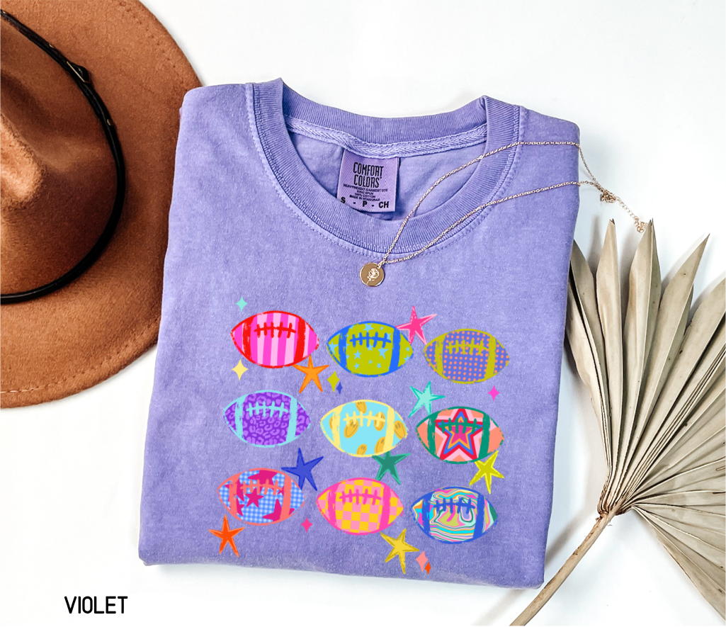 Colorful Football Adult Comfort Colors T-Shirt