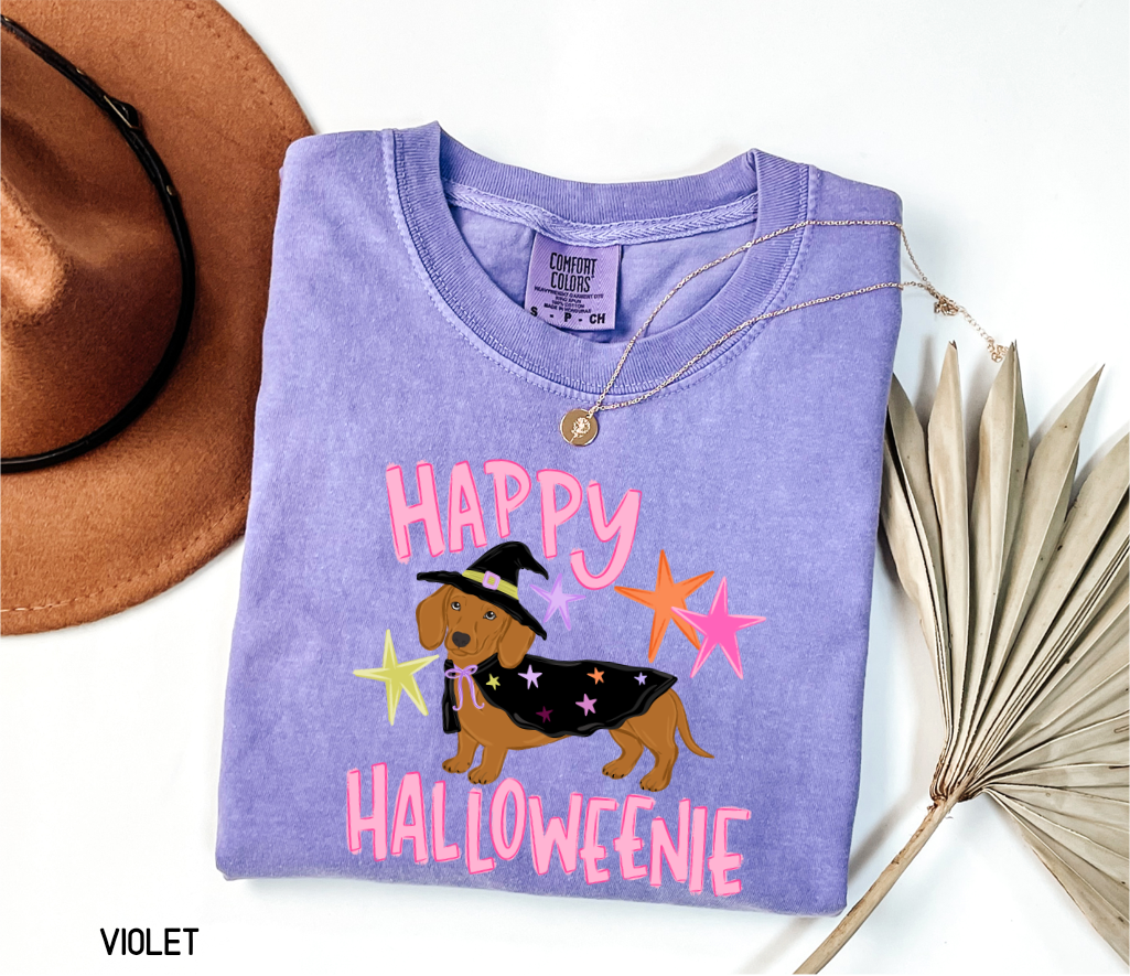 Happy Halloweenie Dachshund Adult Comfort Colors T-Shirt
