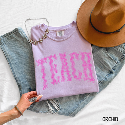 Pink Teach Adult Comfort Colors T-Shirt