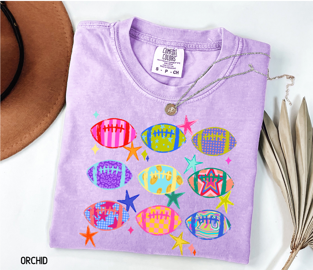 Colorful Football Adult Comfort Colors T-Shirt