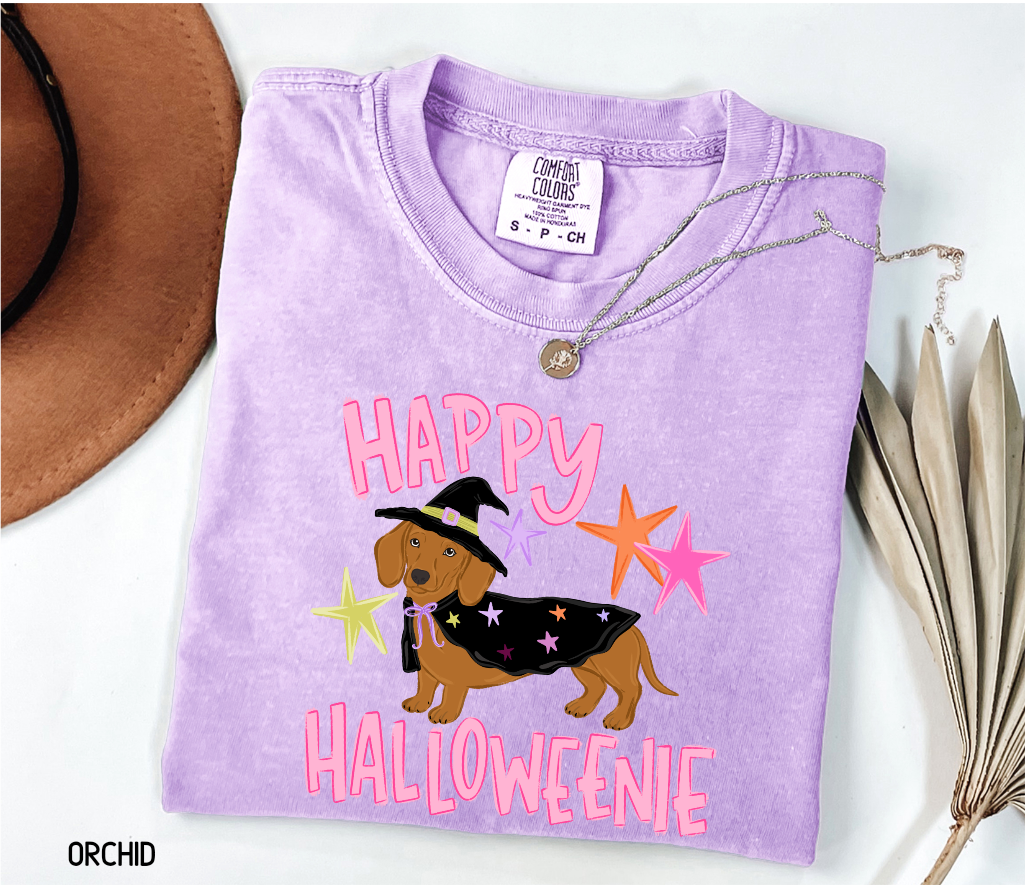 Happy Halloweenie Dachshund Adult Comfort Colors T-Shirt