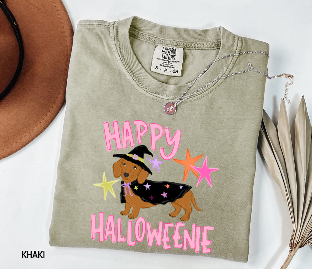 Happy Halloweenie Dachshund Adult Comfort Colors T-Shirt