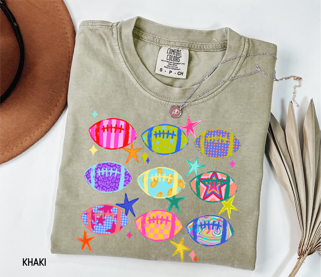 Colorful Football Adult Comfort Colors T-Shirt