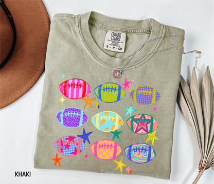 Colorful Football Adult Comfort Colors T-Shirt