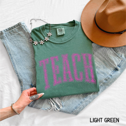 Pink Teach Adult Comfort Colors T-Shirt
