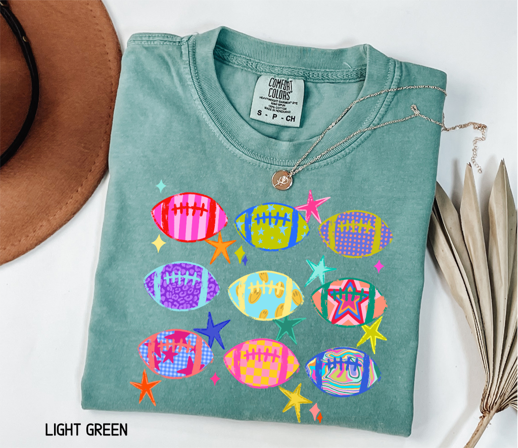 Colorful Football Adult Comfort Colors T-Shirt