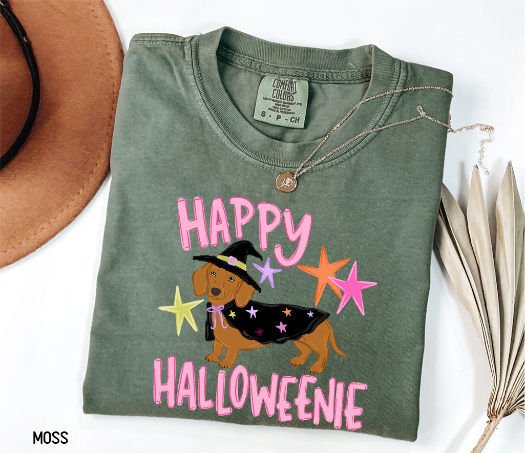 Happy Halloweenie Dachshund Adult Comfort Colors T-Shirt