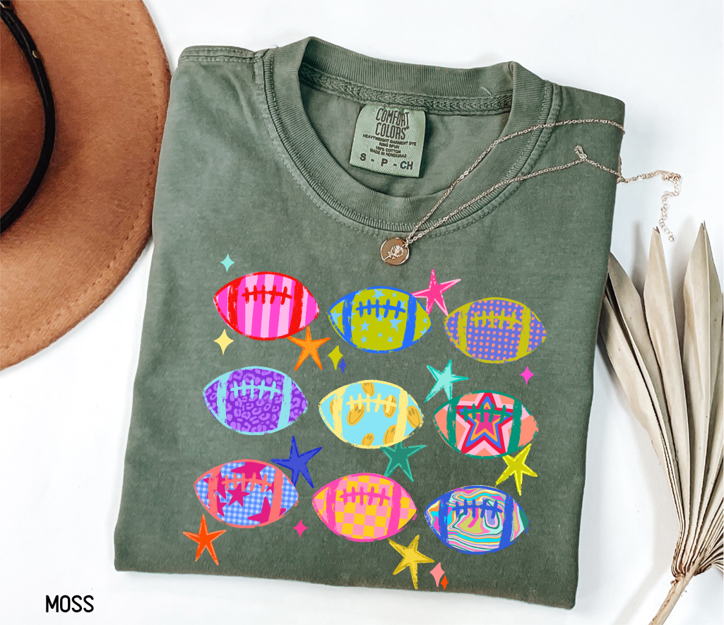Colorful Football Adult Comfort Colors T-Shirt