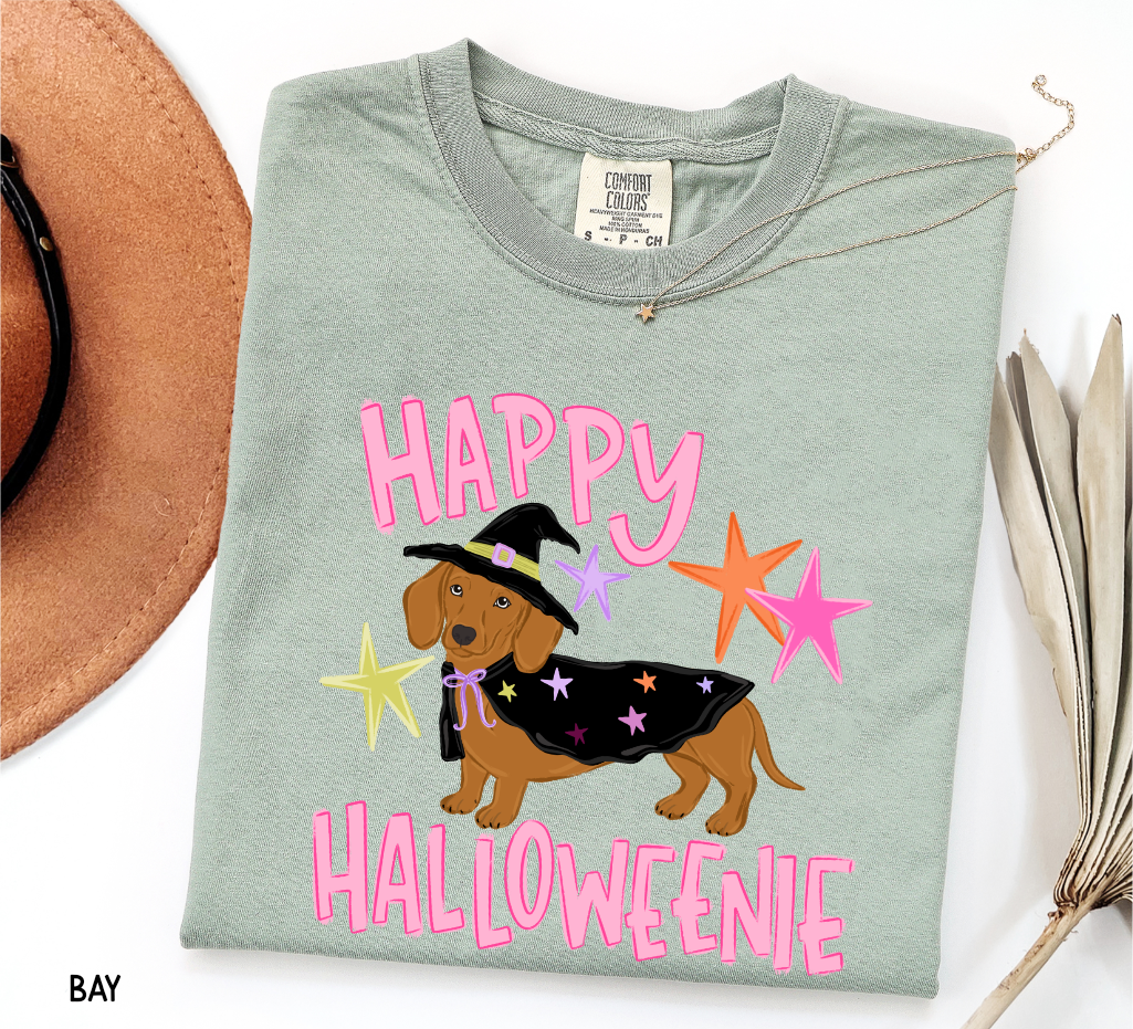 Happy Halloweenie Dachshund Adult Comfort Colors T-Shirt