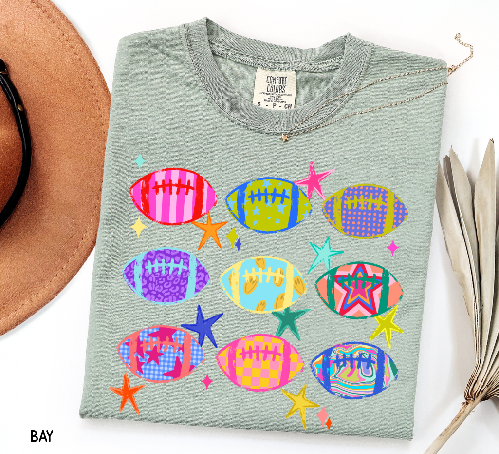 Colorful Football Adult Comfort Colors T-Shirt