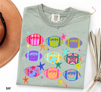 Colorful Football Adult Comfort Colors T-Shirt