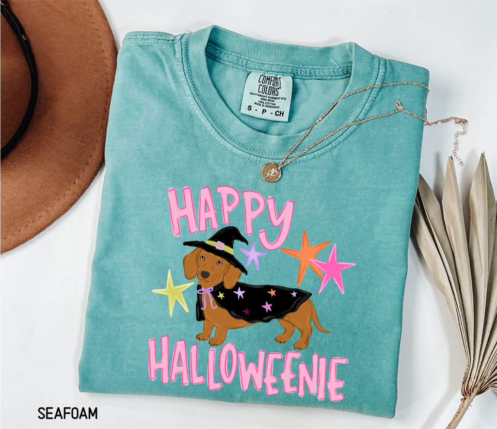 Happy Halloweenie Dachshund Adult Comfort Colors T-Shirt