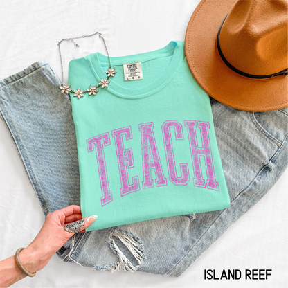 Pink Teach Adult Comfort Colors T-Shirt