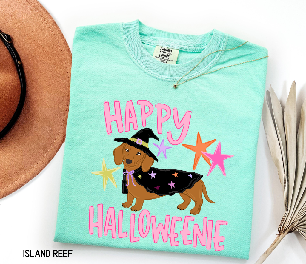 Happy Halloweenie Dachshund Adult Comfort Colors T-Shirt