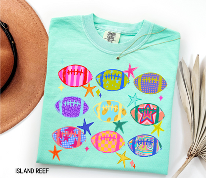 Colorful Football Adult Comfort Colors T-Shirt