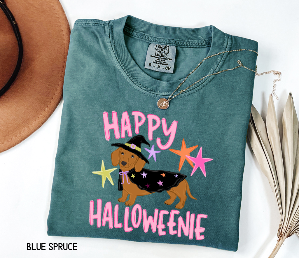 Happy Halloweenie Dachshund Adult Comfort Colors T-Shirt