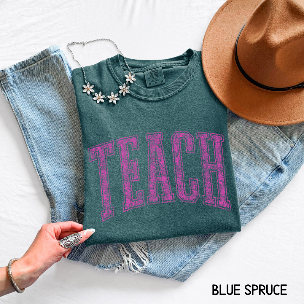 Pink Teach Adult Comfort Colors T-Shirt