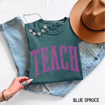Pink Teach Adult Comfort Colors T-Shirt
