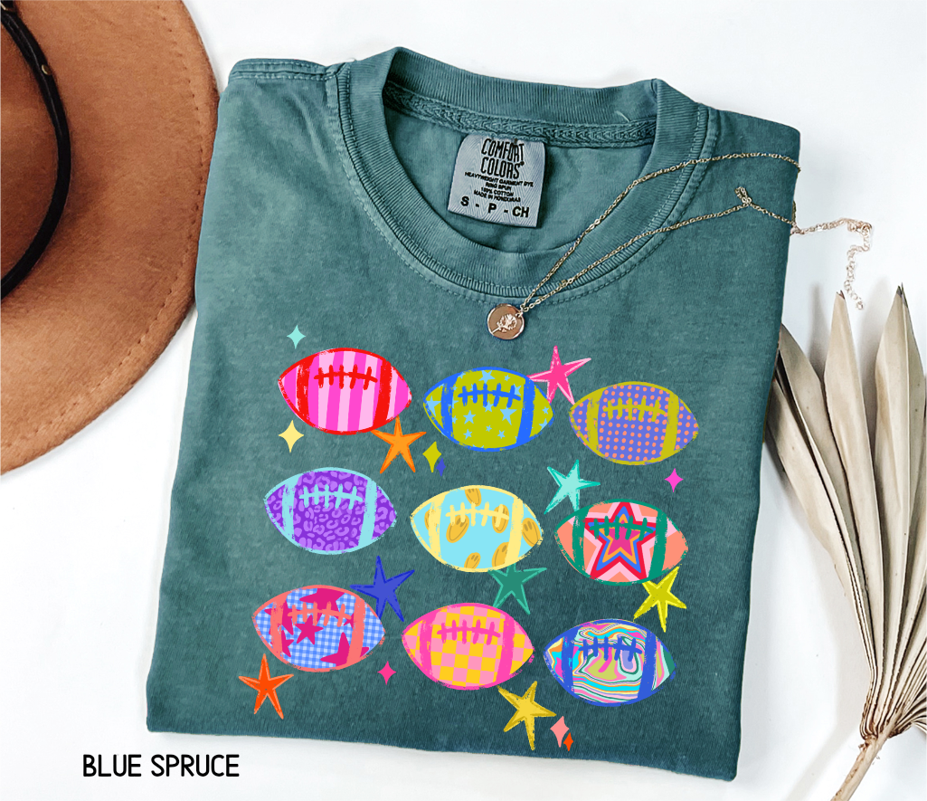 Colorful Football Adult Comfort Colors T-Shirt